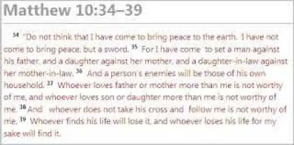 Opinion: How To Understand Mathew 10:34 [A MUST READ]